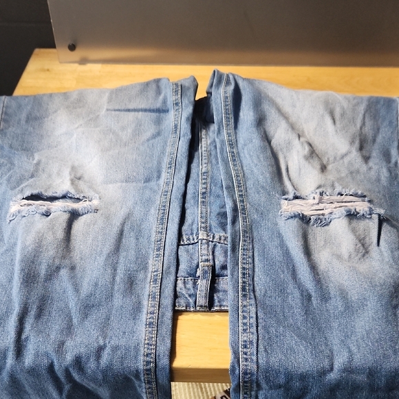 Distressed Blue Button-Fly Jeans - Picture 4 of 5